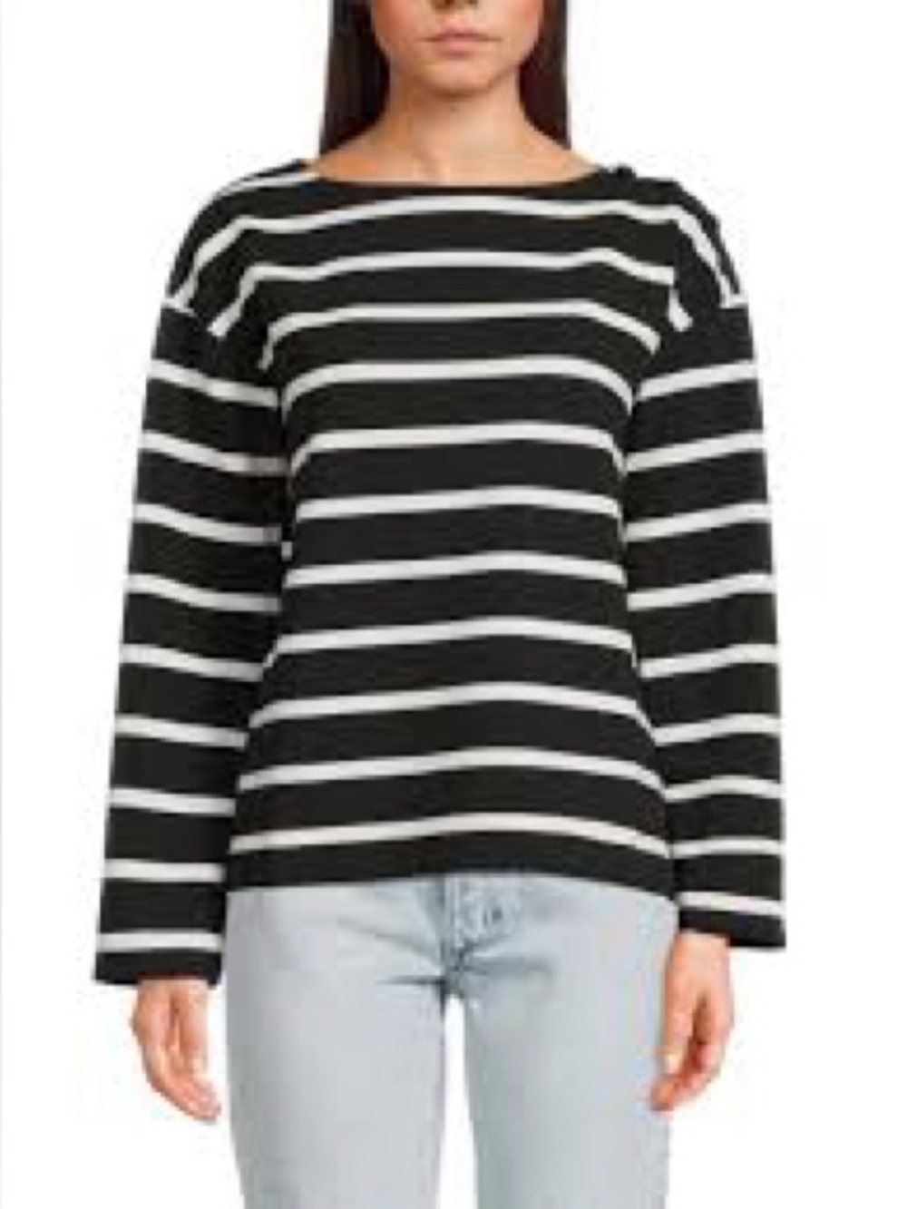 rag & bone lrina Black and White Striped Long-Sleeve Boatneck Top size medium